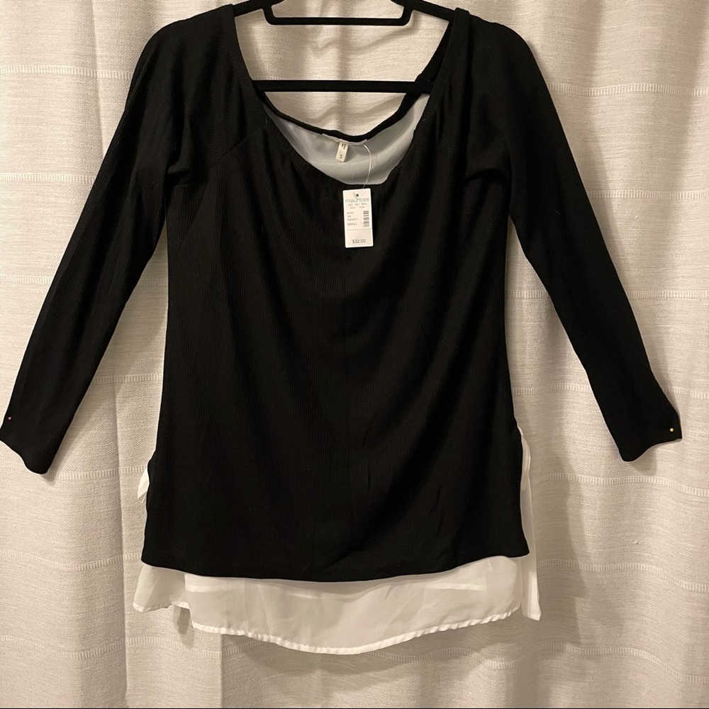 Maurices-Dressy Black and white top.
